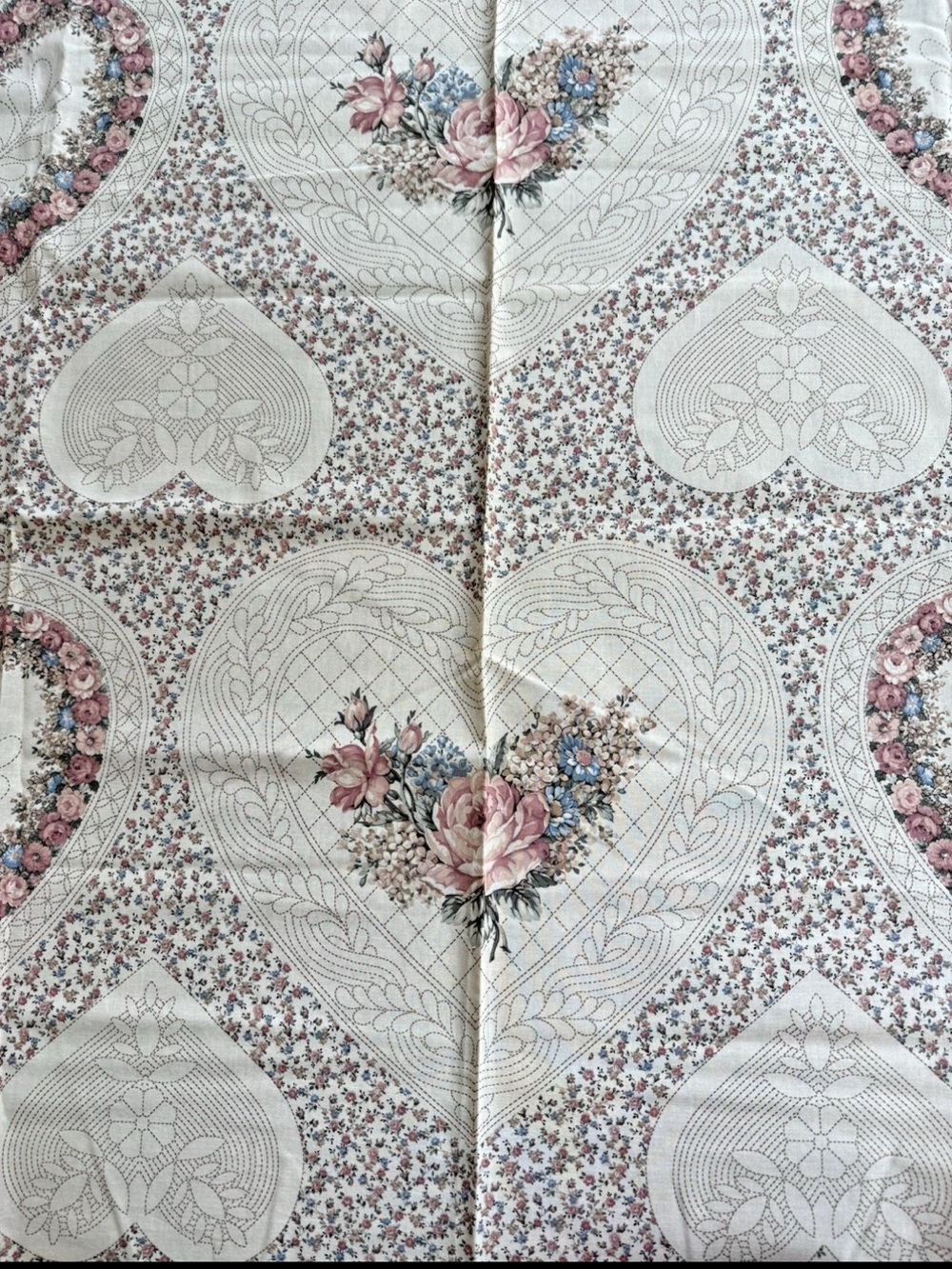 VTG Joan Kessler Concord Fabrics Cottagecore Floral Hearts Quilting Cotton 33"L